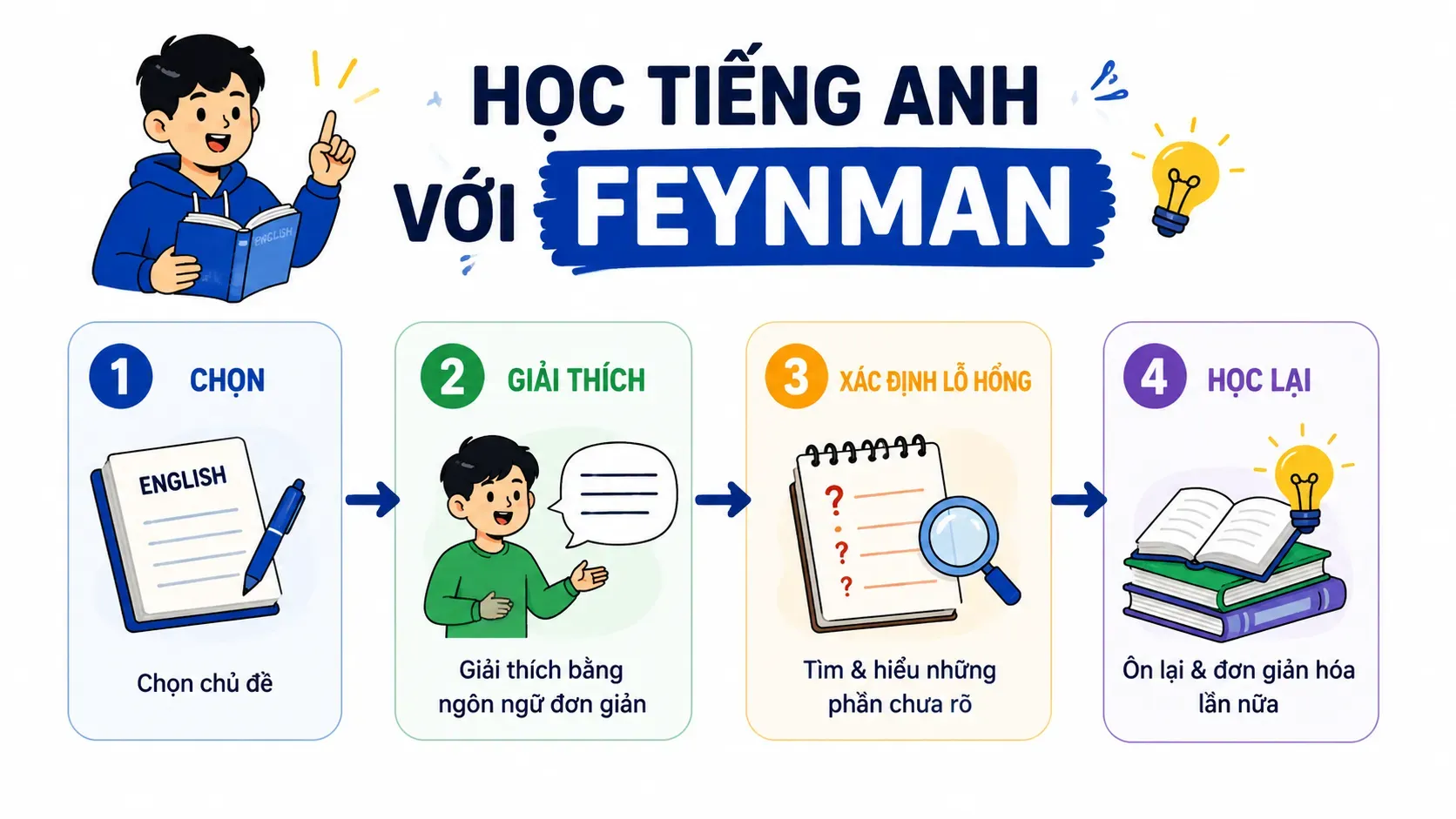 Phương Pháp Học Feynman: Giải Thích Đơn Giản Để Nhớ Tốt Hơn