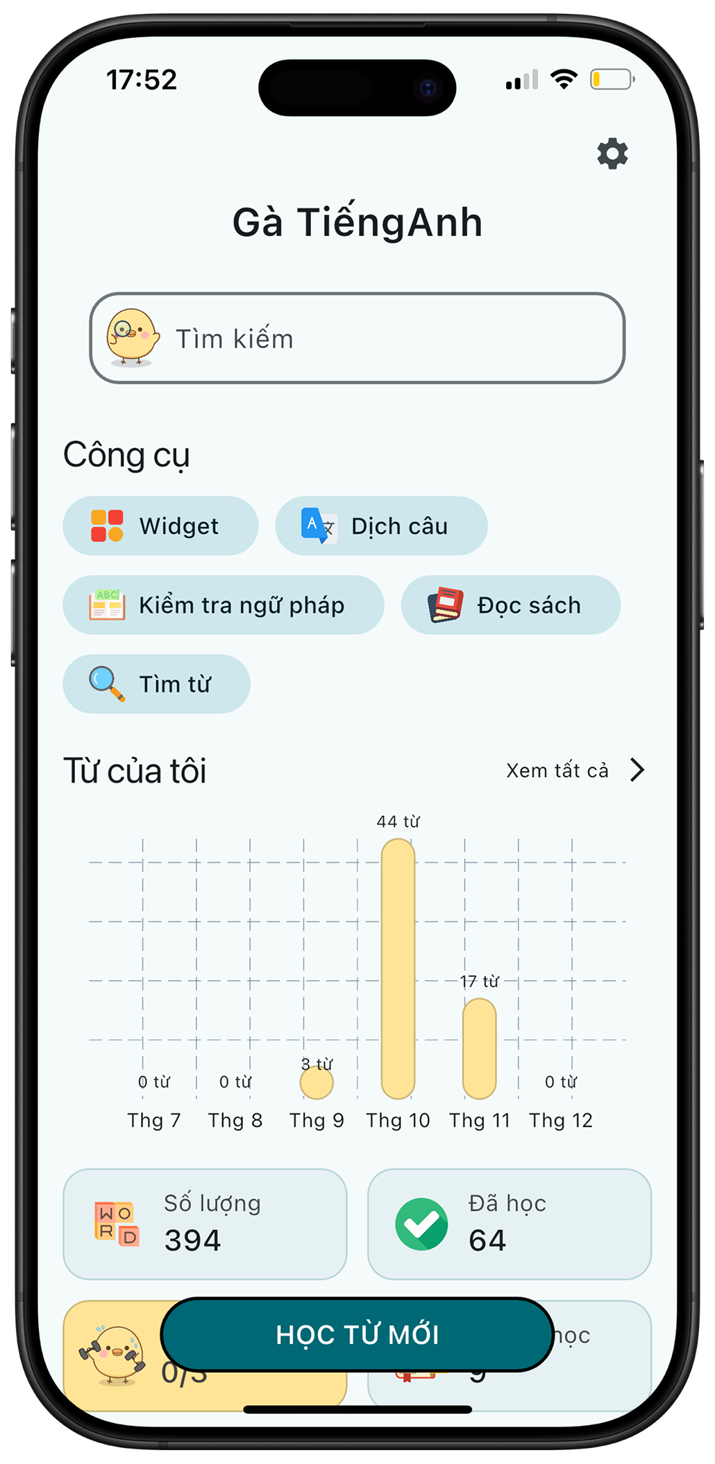 Màn hình app MyWords – app học tiếng Anh miễn phí trên điện thoại