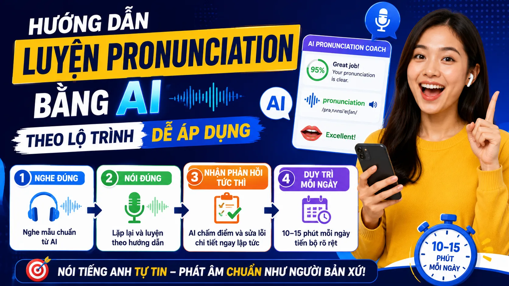 Cách luyện pronunciation bằng AI: Nói chuẩn hơn mỗi ngày
