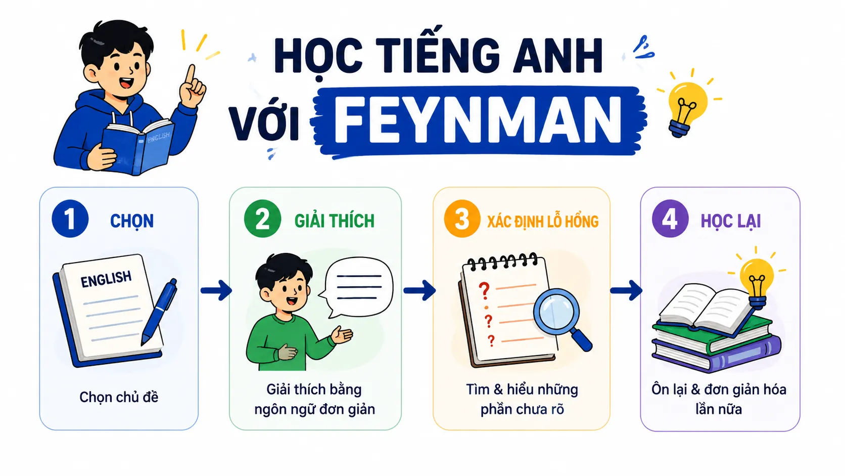 Phương Pháp Học Feynman: Giải Thích Đơn Giản Để Nhớ Tốt Hơn