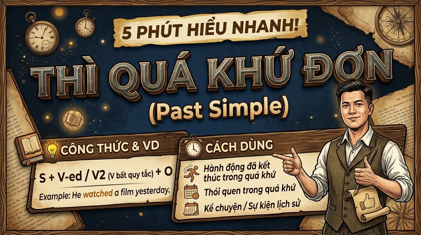 Thì Quá Khứ Đơn (Past Simple): 5 Phút Hiểu Nhanh, Công Thức & Cách Dùng